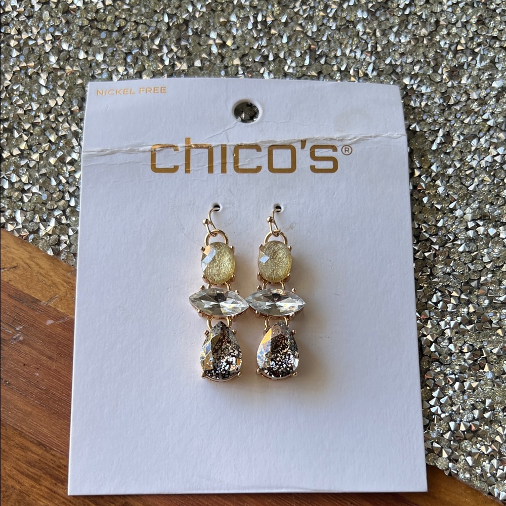 Chico's Gold and Silver Crystal Earrings